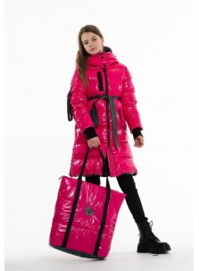 Зимнее пальто для девочки  PTiTiT цвет фуксия 