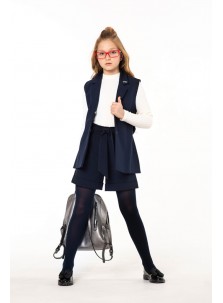 Школьные шорты для девочки марка юные Фантазеры арт 129-35 цвет синий