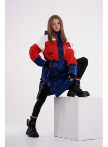 Пальто для девочки марки PTiTiT арт РТ-112 цвет белый,красный,синий