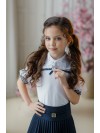 Школьная блуза для девочки Розовый Какаду арт 22327 цвет белый