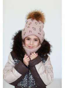 Зимняя шапка для девочки Розовый Какаду Миндаль