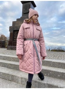 Зимнее пальто для девочки Аляска цвет пепельно-розовый